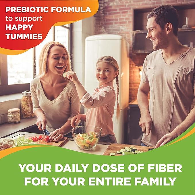 Prebiotic Fiber Gummies for Adults and Kids [15g Inulin Fiber from Chicory Root] for Digestive Health, Bloating, Constipation Relief │Natural Flavoured Berry & Orange Gummy Supplement