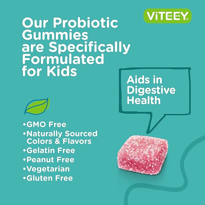 Probiotic Gummies for Kids - 5 Billion CFUs - Probiotics Kids Constipation Relief, Natural Immune & Digestive Health Support - Vegetarian, Gelatin Free, GMO Free - Tasty Chewable Berry Flavored Gummy