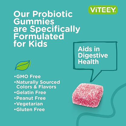 Probiotic Gummies for Kids - 5 Billion CFUs - Probiotics Kids Constipation Relief, Natural Immune & Digestive Health Support - Vegetarian, Gelatin Free, GMO Free - Tasty Chewable Berry Flavored Gummy