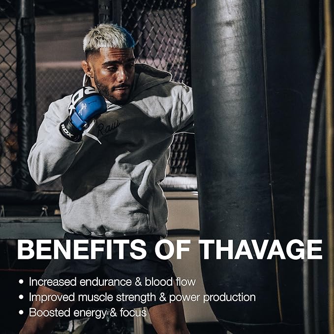 RAW Pre Workout Powder, Thavage (Beach Bum) - Chris Bumstead Sports Nutrition Supplement for Men & Women - Cbum Pre Workout for Working Out, Hydration, Mental Focus & Energy - 40 Servings