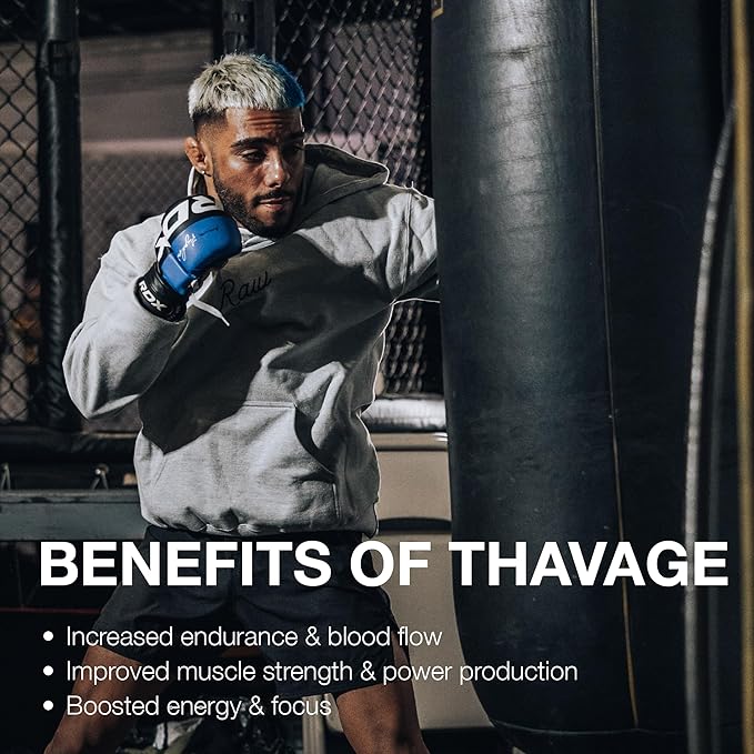 RAW Thavage Pre Workout - Peach Bum Chris Bumstead Pre Workout Formula, Sports Nutrition Pre-Workout Powders Men & Womens Preworkout Drink, Energy Powder for Working Out 40 Servings 1 17.6 Ounce