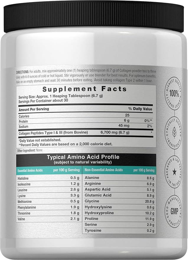 Horbäach Collagen Peptides Powder 7oz | Type I and III | Unflavored Multi Collagen Protein and Amino Acids | Gluten Free, Keto & Paleo Friendly