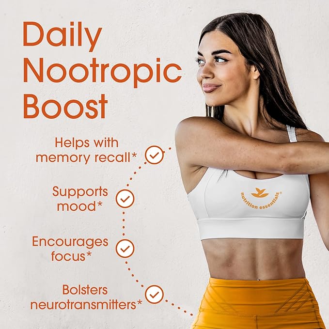 Nutrition Essentials Nootropic Brain Support Supplement - Caffeine-Free Capsules That Support The Brain - Brain Support Pills with St. John's Wort and Ginkgo Biloba