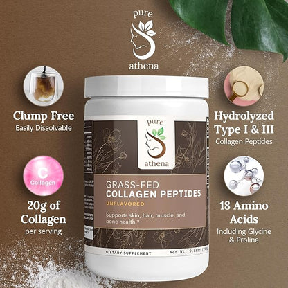 Type I & III Unflavored Collagen Powder - Grass Fed Collagen Peptides for Joint Support, Bone Health, Hair, Skin, & Nails - Hydrolyzed Collagen, Zero Sugar, Dairy & Gluten Free (14 Servings)