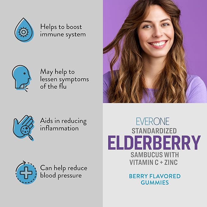 Sambucus Elderberry Gummies for Adults with Vitamin C and Zinc- Immune Support Supplement - Vegan, Gelatin Free, Gluten Free, GMO Free- Delicious Berry Flavored, Black Elderberry Immune Gummy Vitamins