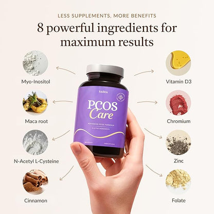 8-in-1 PCOS Support Supplement - 2,000mg Myo Inositol, NAC, Maca Root, Cinnamon, Chromium, Folate, Zinc, Vitamin D3 | Hormone Balance, Ovarian Health & Weight Management Support | 30-Day Supply