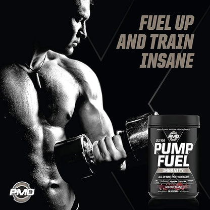 PMD Sports Ultra Pump Fuel Insanity - Pre Workout – Cherry Slush (30 Servings) Sports Omega Cuts Elite Thermogenic Fat Burner (90 Softgels)