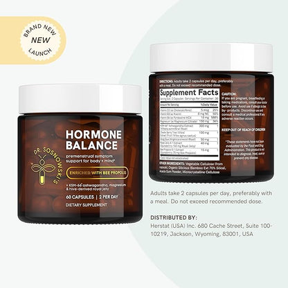Dr Sosnowski's Hormone Balance Support Dual Body + Mind Cycle Support with Propolis, Vegetable Capsules, 60ct
