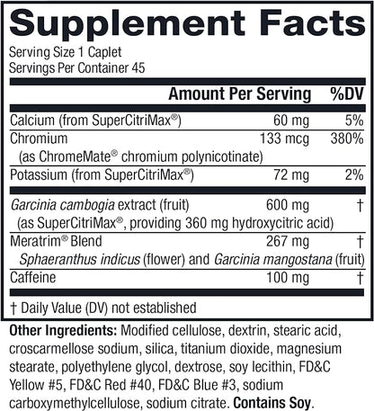 MetaboLife Ultra - Dietary Supplement - Hunger Supplement for Women & Men - 800 mg, 45 Caplets