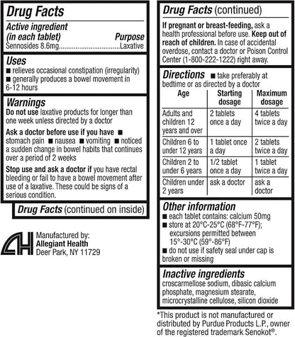 HealthA2Z® Senna Laxative | 300 Count | Sennosides 8.6mg | Natural Vegetable | Laxative Ingredients | Overnight Relief | Bowel Movement | Relief from Constipation