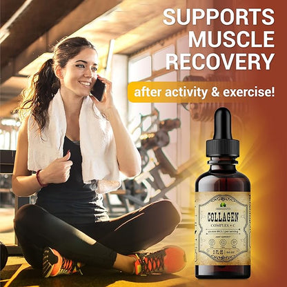 Collagen Complex + C - Liquid Collagen Supplement With Marin Cartilage, Hydrolyzed Fish Collagen, Vitamin C - Helps Support Joint, Hair, Skin, Nail Wellness - Vegetarian Formula, 2 fl. oz