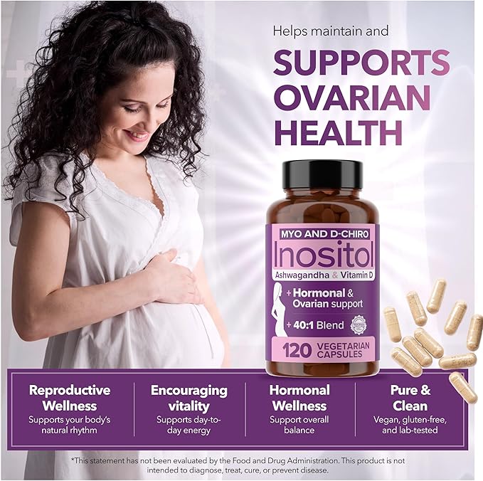 Intimate Rose Myo-Inositol & D-Chiro Inositol Supplement for Women - Hormone Balance & Ovarian Support for Women - Ideal 40:1 Ratio, Vitamin D3 + Ashwagandha