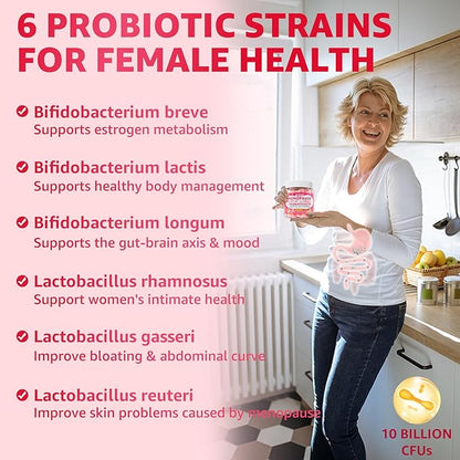 Sugar Free Menopause Supplement Filled Gummies for Women, (Made in USA) Menopause Probiotics Gummies with Ashwagandha, Dong Quai & Black Cohosh for Hot Flashes, Night Sweats, Mood Swings, Gut Health