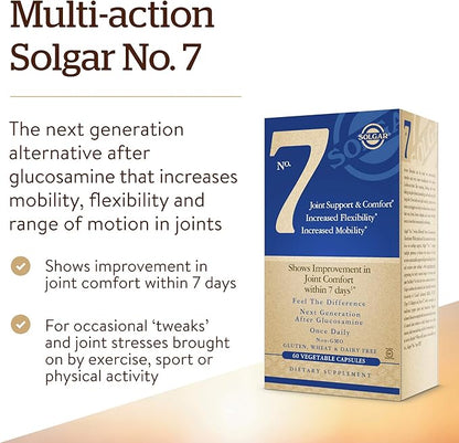 Solgar No. 7, 60 Vegetable Capsules - Joint Support & Comfort - Increased Mobility & Flexibility - Supplement for Men & Women - With Ester-C Vitamin C - Gluten-Free, Non GMO, Dairy Free - 60 Servings