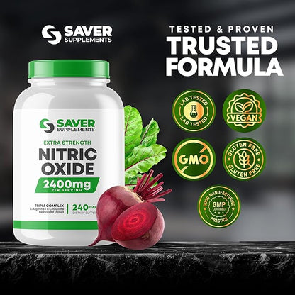 Nitric Oxide Supplement 2400mg with L-Arginine, L-Citrulline and Beet Root Extract, 240 Capsules