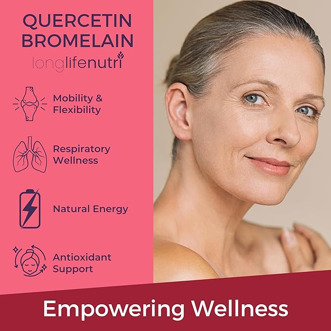 Quercetin 1000mg with Bromelain 200mg - 120 Vegetarian Capsules, Organic Dihydrate Complex for Joint Mobility & Respiratory Balance, 2-Month Supply, GMP Certified, Made in USA