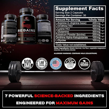 HGH Supplements for Men & Women - REVSCI Regains Starter Pack, HGH Human Growth Hormone Supplements for Men, Anabolic Muscle Builder for Men, Muscle Recovery Post Workout Supplement, 30 Protein Pills