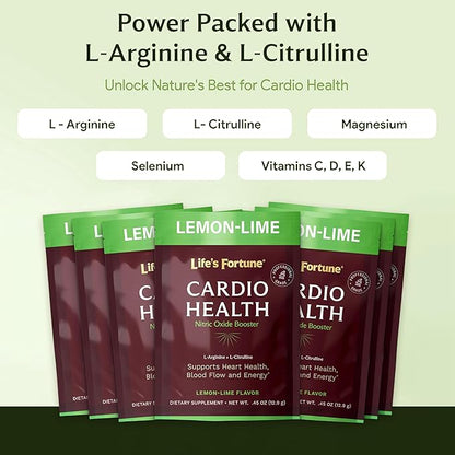 Life's Fortune L Arginine L Citrulline Supplement Powder - High Potency Nitric Oxide Supplement Booster with Natural Lemon Lime Flavor, 7 Servings (Pack of 1)