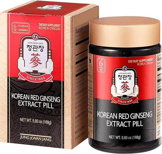 Korean Red Ginseng Extract Pill - Red Panax Ginseng Supplements with Rice Powder, Vitamins C & E - Energy Boost & Immune Support Caffeine & Gluten Free (800 Pills, 5.93 oz)