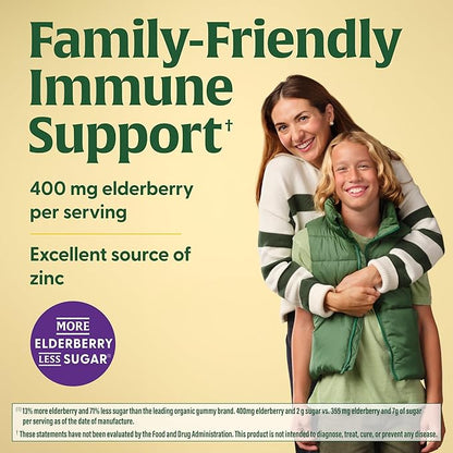 MegaFood Elderberry Immune Support Supplement - Vegan Elderberry Gummies for Adults - Made with Zinc and Real Food - Pectin-Based, Gluten-Free, USDA Organic - 54 Gummies, 27 Servings