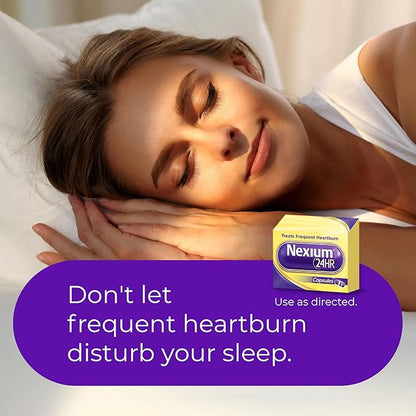 Nexium 24HR Acid Reducer Heartburn Relief Capsules for All-Day and All-Night Protection from Frequent Heartburn, Heartburn Medicine with Esomeprazole Magnesium - 28 Count