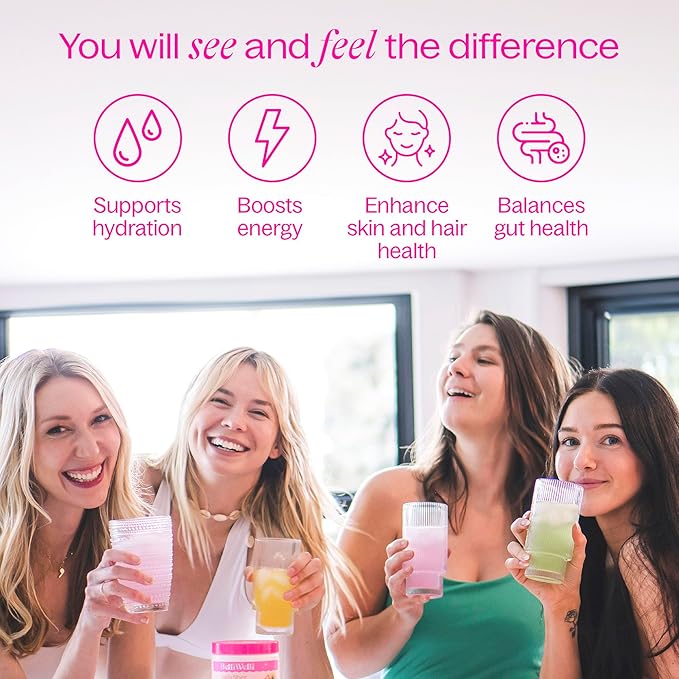 Fiber Supplement for Women&Men, Premium Daily Fiber Powder from Organic Acacia with Added Collagen, Electrolytes&Probiotics, No Bloat, Constipation&Gut Health Support (Strawberry Lemonade)