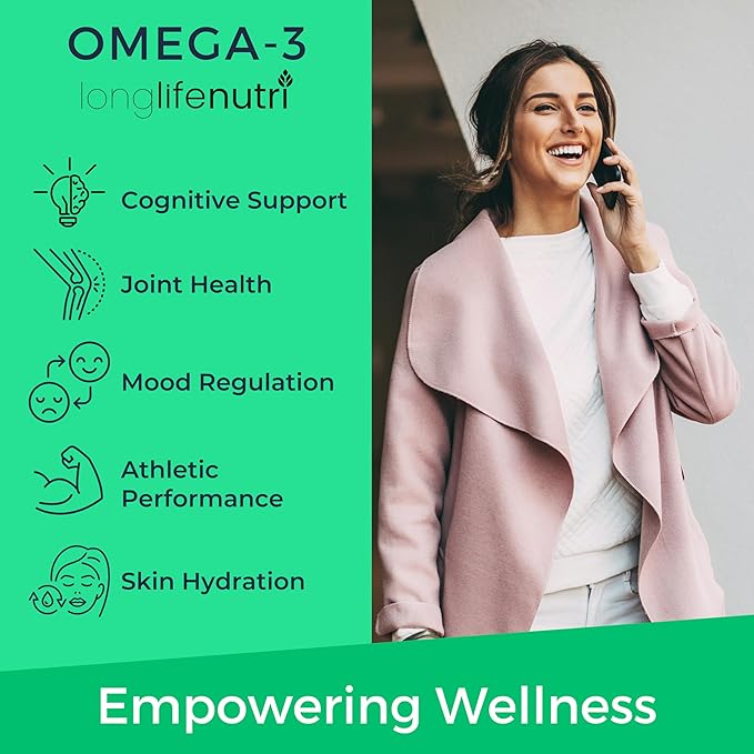 Omega 3 Fish Oil 1000mg - with High EPA & DHA, 120 Softgels, Fatty Acids Supplement for Cognitive Function, from Salmon, 4-Month Supply, GMP Certified, Made in USA