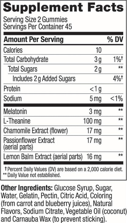 Olly Sleep Gummy, 3mg Melatonin, L-Theanine, Chamomile, Lemon Balm, Sleep Aid, BlackBerry, 90 Count