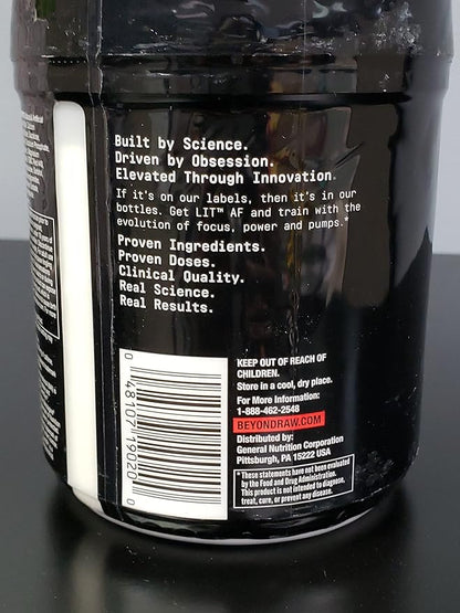 BEYOND RAW LIT Advanced Pre-Workout Formula, Sweet and Tart, for Energy, Focus, Endurance, Pumps, with 300mg Rapid and Targeted Release Caffeine, Creatine, Betaine, Beta Alanine, Taurine, 20 Servings