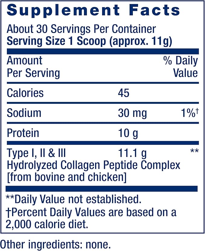Life Extension Collagen Peptides for Skin & Joints, Collagen Types I, II & III in an Easy-Mix Powder, Gluten Free, Non-GMO, net Weight 343 Grams
