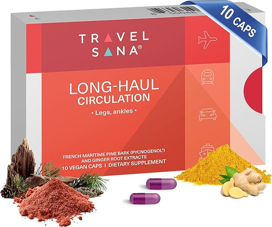 Long-Haul Circulation | Supports Healthy Circulation in Legs, Ankles and Feet | Promotes Vascular Function & Comfort | Pycnogenol 100 mg & Ginger Root Extract | Fast-Acting | 10 Servings