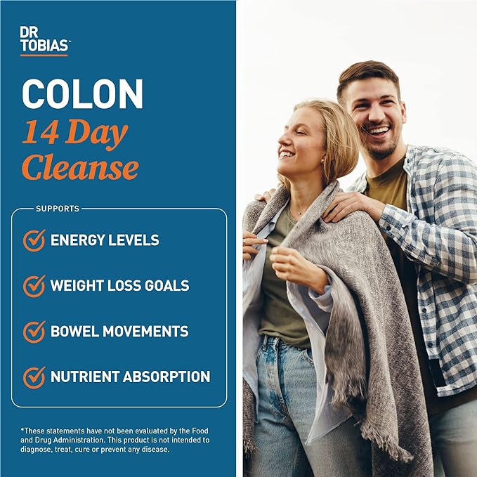 Dr. Tobias Colon 14 Day Cleanse, Advanced Gut Cleanse Detox for Women & Men with Cascara Sagrada, Psyllium Husk, Senna Leaf & Probiotics, Non-GMO Colon Cleanse, 4 Bottles of 28 Capsules (1-2 Daily)