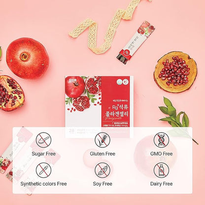 Rg+ Anti-Aging Korean-Beauty Pomegranate Collagen Jelly +Vitamin C&E 20g x42 Stick/ + Ginseng Concentrate for Immune Support, Skin, Hair, Nail & Joint (42)