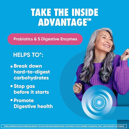 Digestive Enzyme and Probiotic Capsule- Digestive Advantage 32 Capsules, Survives 100x Better than regular 50 billion CFU, Breaks down food, helps prevent gas