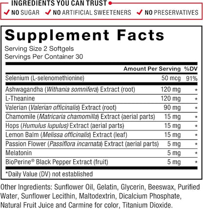 FORCE FACTOR Somnapure Softgels Sleep Aid to Fall Asleep Faster, Stay Asleep Longer, Wake Up Refreshed, Sleep Aid for Adults with Melatonin, Ashwagandha, Valerian Root, and Lemon Balm, 60 Softgels