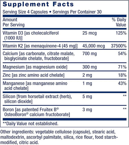 Life Extension Bone Restore Elite Calcium Supplement with Super Potent K2, Calcium, Vitamin D3, Magnesium, Boron, zinc, Vitamin K2, for Bone Health, Gluten-Free, Non-GMO, 120 Capsules