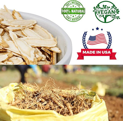 American Ginseng Slices from Wisconsin (Sliced Ginseng Root Wisconsin Grown!Most People Use It to Make Ginseng Tea! Good for Health! (American Ginseng Slices (Long Strip), 1 Box of 4 Ounces)
