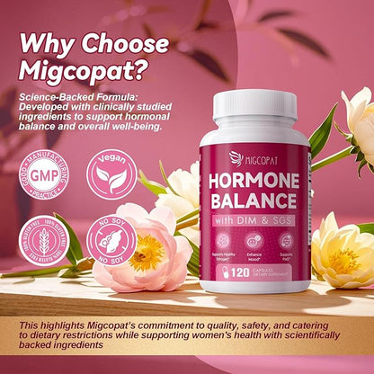 Hormone Harmony for Women with DIM, SGS 100mg, Women's Hormone Blend | Hormone Balance for Women | Estrogen Support, Mood Swings, PMS Relief, Menopause - 120 Capsules