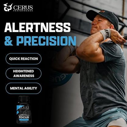 Cerus Performance Focus Nootropic Supplement - Enhances Mental Clarity, Boosts Memory & Cognitive Function, Improves Alertness - Ideal for Athletes & Fitness Enthusiasts - 60 Capsules