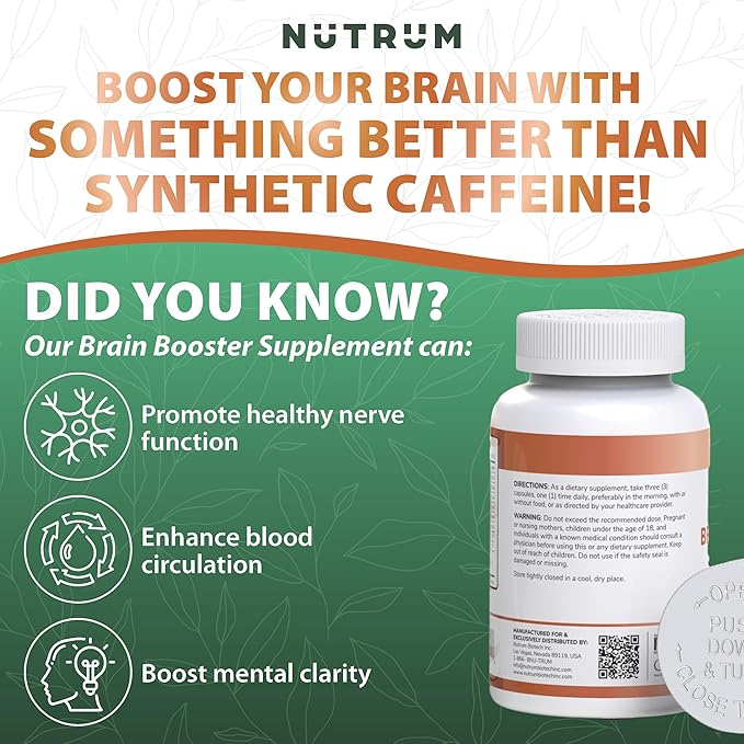 Brain Booster Supplement - Brain Power Nootropic Supplement - Brain Pills for Focus, Memory, Clarity, Energy & Better Concentration with Alpha-GPC, L-Theanine, Rhodiola, Ginseng, Guarana