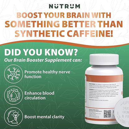 Brain Booster Supplement - Brain Power Nootropic Supplement - Brain Pills for Focus, Memory, Clarity, Energy & Better Concentration with Alpha-GPC, L-Theanine, Rhodiola, Ginseng, Guarana