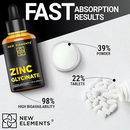 Zinc Supplements 50mg | Liquid Zinc Supplement | Zinc Glycinate Drops for Adults | Supports Immune Health | Metabolism | Skin Care Supplement | Non-GMO | Vegan | Gluten-Free