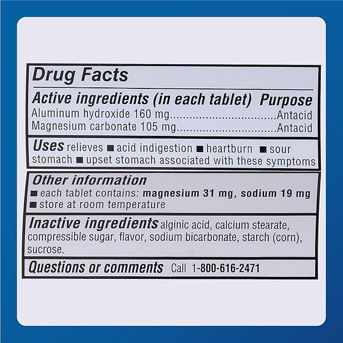 Major Acid Gone Extra Strength Antacid Chewable Tablets - Anti-Acid Relief - Acid Reflux Medicine for Adults - Upset Stomach, Acid Indigestion, and Heartburn Relief - Long-Lasting - 100-Count (2 Pack)