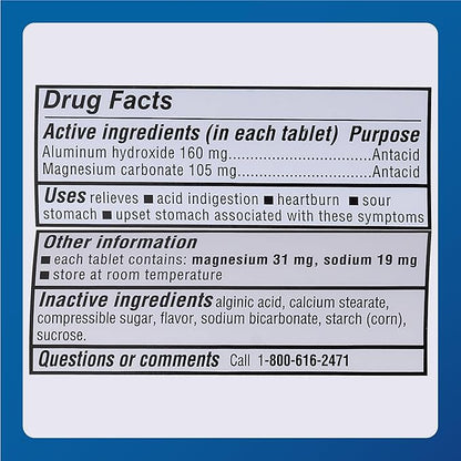Major Acid Gone Extra Strength Antacid Chewable Tablets - Anti-Acid Relief - Acid Reflux Medicine for Adults - Upset Stomach, Acid Indigestion, and Heartburn Relief - Long-Lasting - 100-Count (2 Pack)