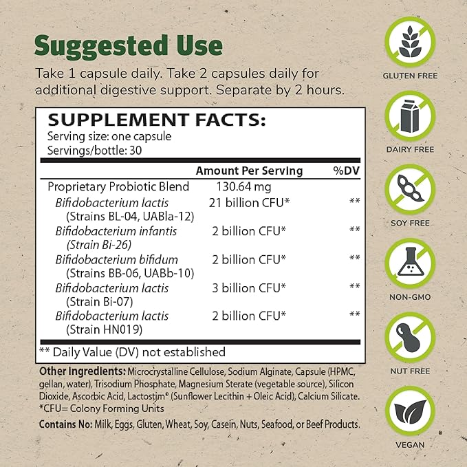Master Supplements TruBifido - 30 Capsules - Powerful Probiotic for Colon Health & Energy - Immune Booster, Supports Regularity - Gluten Free - 30 Servings