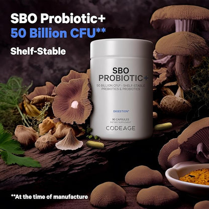 Codeage SBO Probiotics, 50 Billion CFUs Per Serving, Multi Strain Soil Based Organisms Blend and Organic Fermented Botanical Blend, Shelf-Stable, 90 Capsules