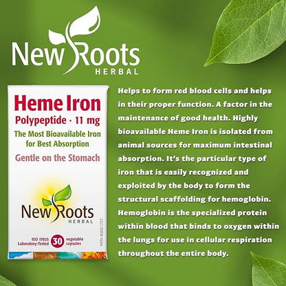 Heme Iron - New Roots Herbal - 30 Capsules