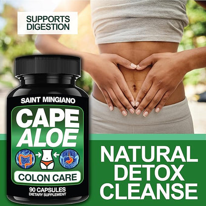 Cape Aloe Vera Capsules - Colon Cleanse, Detox & Flush - 90 Capsules. Gentle Constipation Relief and Bowel Movement Acting as Natural Herbal Laxative - Supports Bowel Movements for Digestive Health