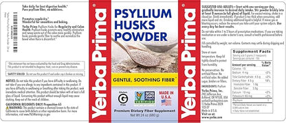 Yerba Prima Psyllium Husks Powder - 24 oz (Pack of 2) - Unflavored - Fine Ground - Natural Fiber Supplement with Soluble & Insoluble Fiber