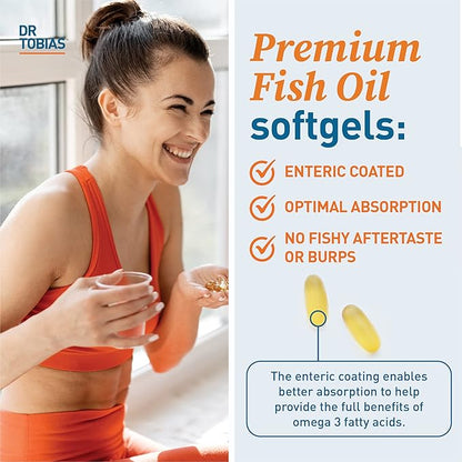 Dr. Tobias Omega 3 Fish Oil, 2000mg, and Turmeric Curcumin, 95% Curcuminoids, Promotes Overall Health with Antioxidant Support